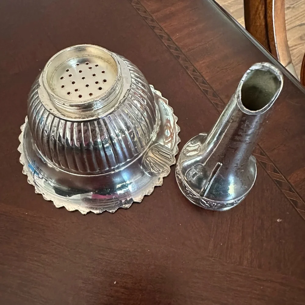 Vintage Silverplate Wine Funnel with Strainer Tudor Rose Pattern 2-Piece Bar